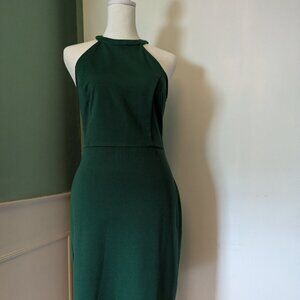 Lyrur Brand hunter green sleeveless mini halter with lace dress US 6
